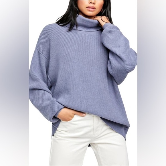 Free People Softly Structured Knit Turtleneck Sweater Cloud - Picture 9 of 9